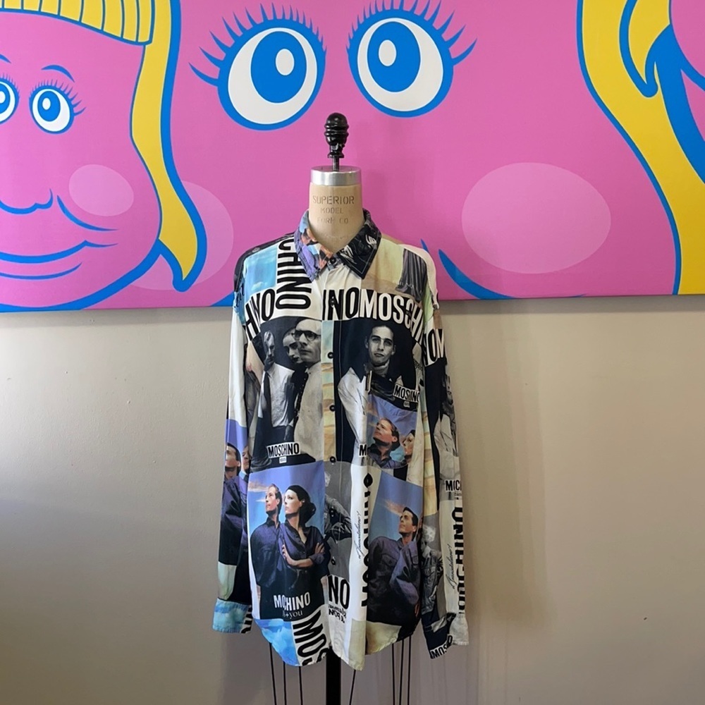 Moschino Jean's Men's Long Sleeve Faces Shirt Vintage